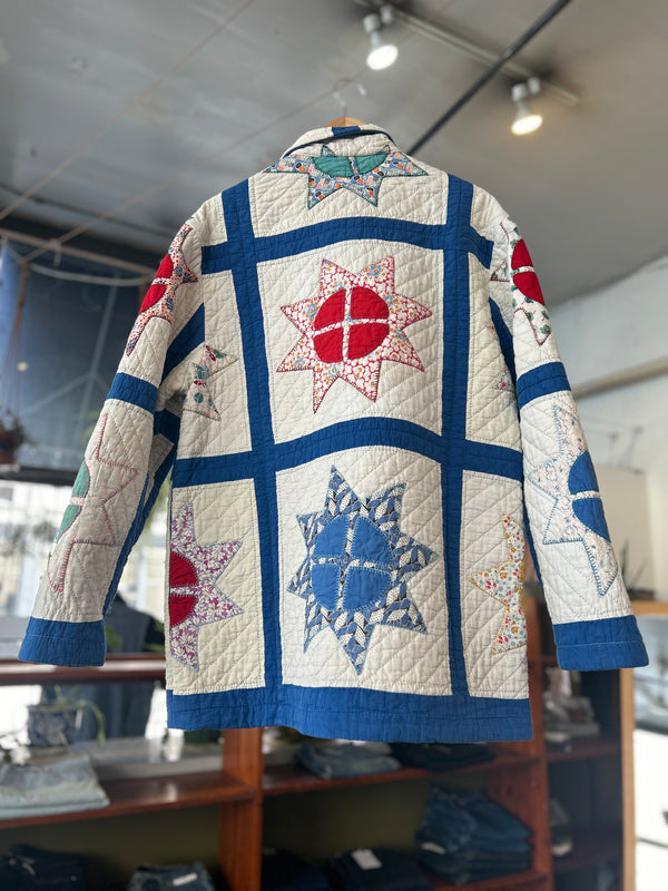 Vintage Quilt Chore Jacket - Appliqué Star  - Extra Large