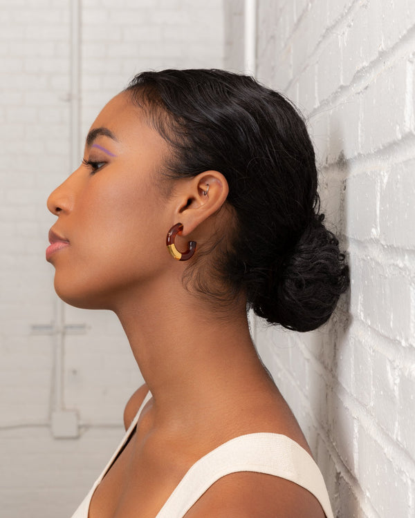 Gilded Block Hoops - Honey Badger
