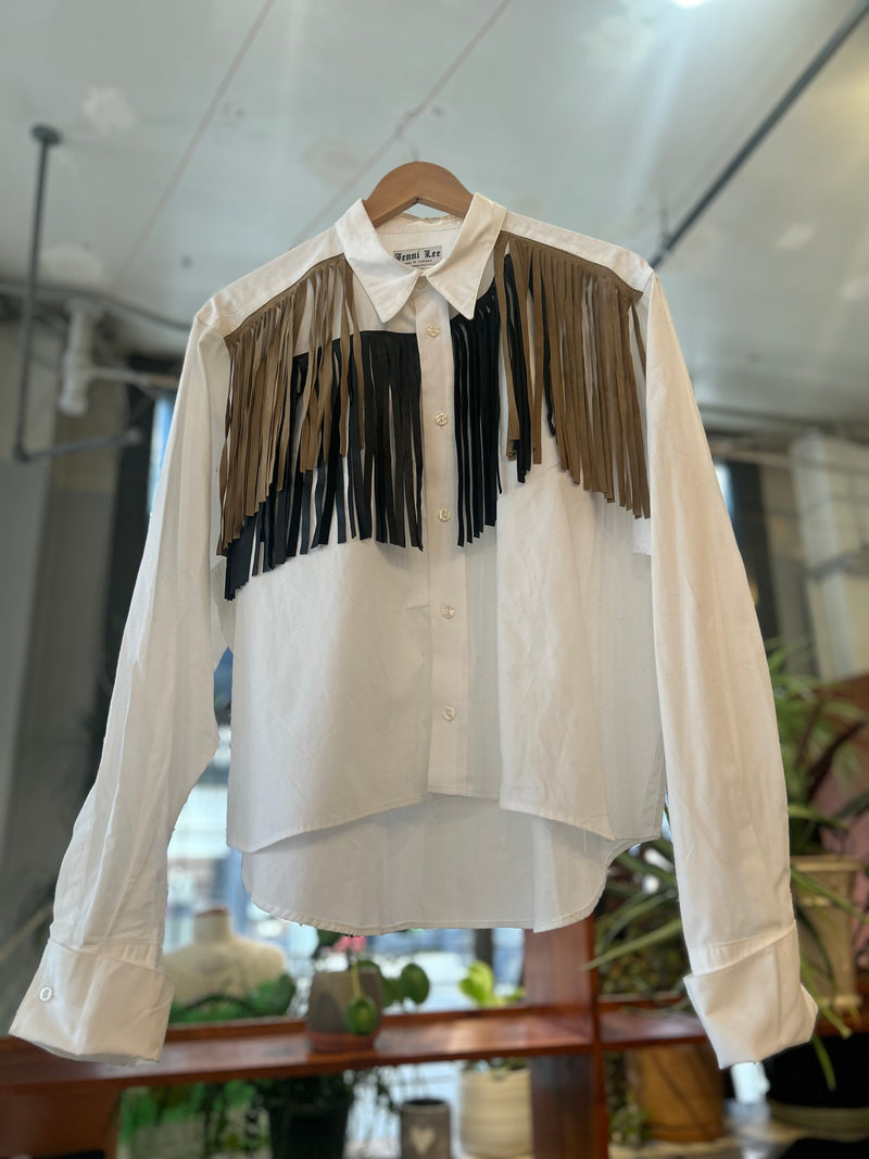 Reworked Leather Fringe Shirt