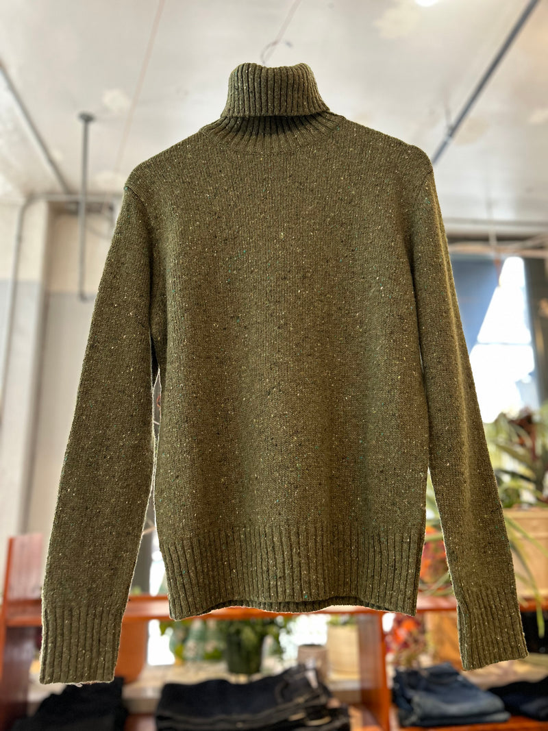 Roll Neck - Green Tweed Knit