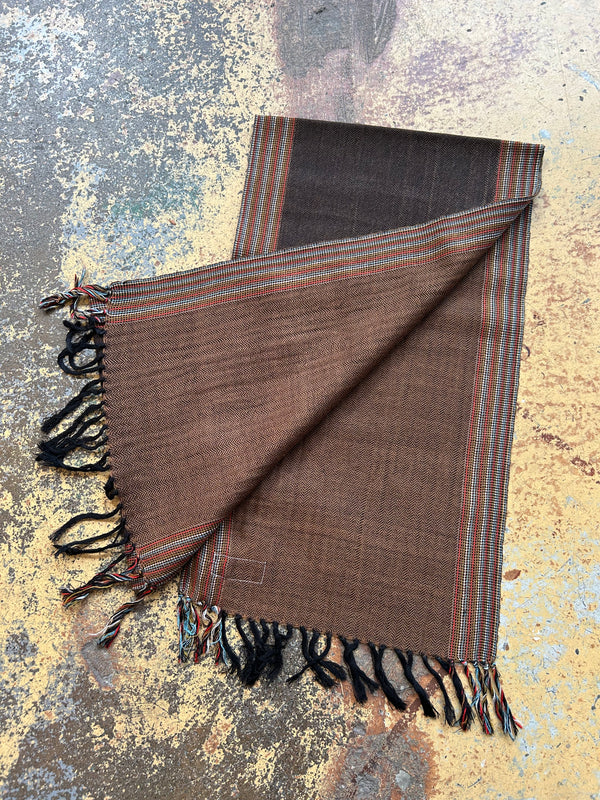 Wool Scarf - Brown Border