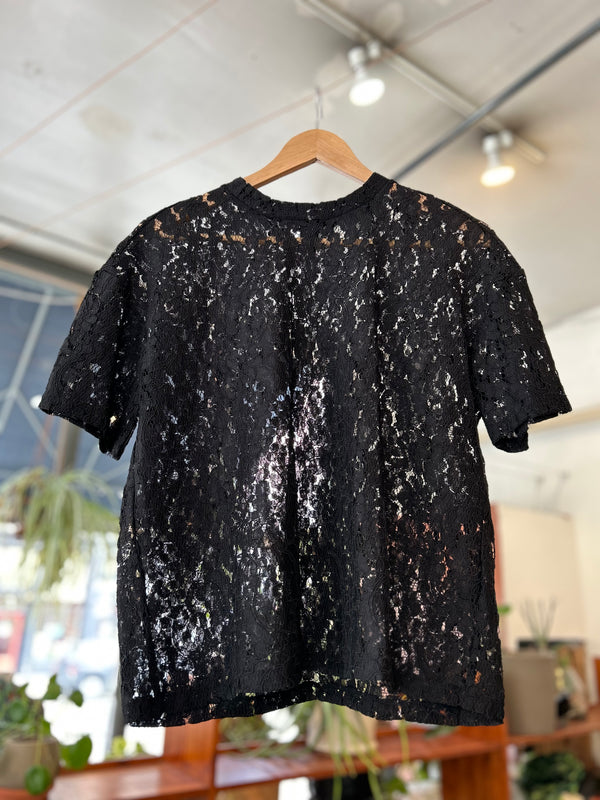 Ada Tee - Black Embroidered Lace