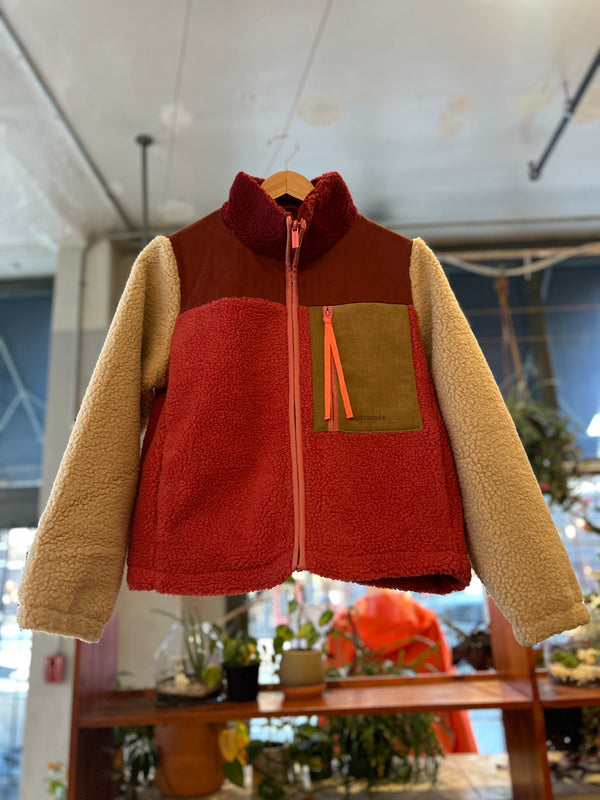 Block Teddy  Jacket - Rust