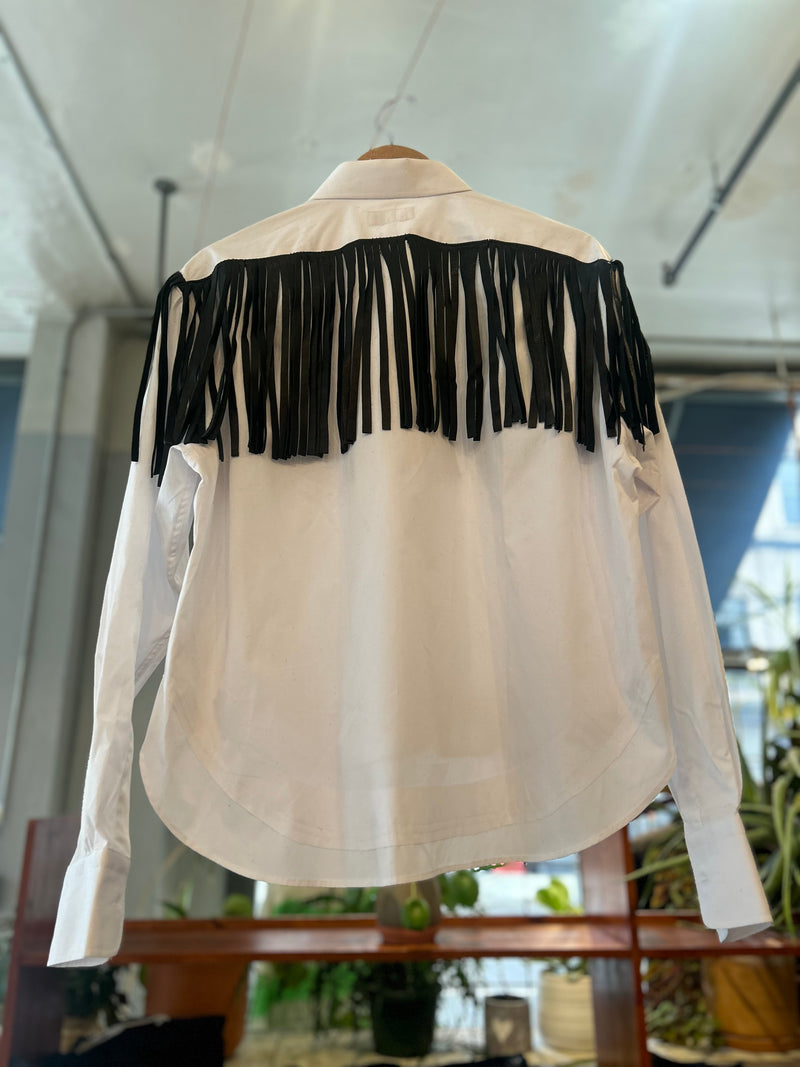 Reworked Leather Fringe Shirt