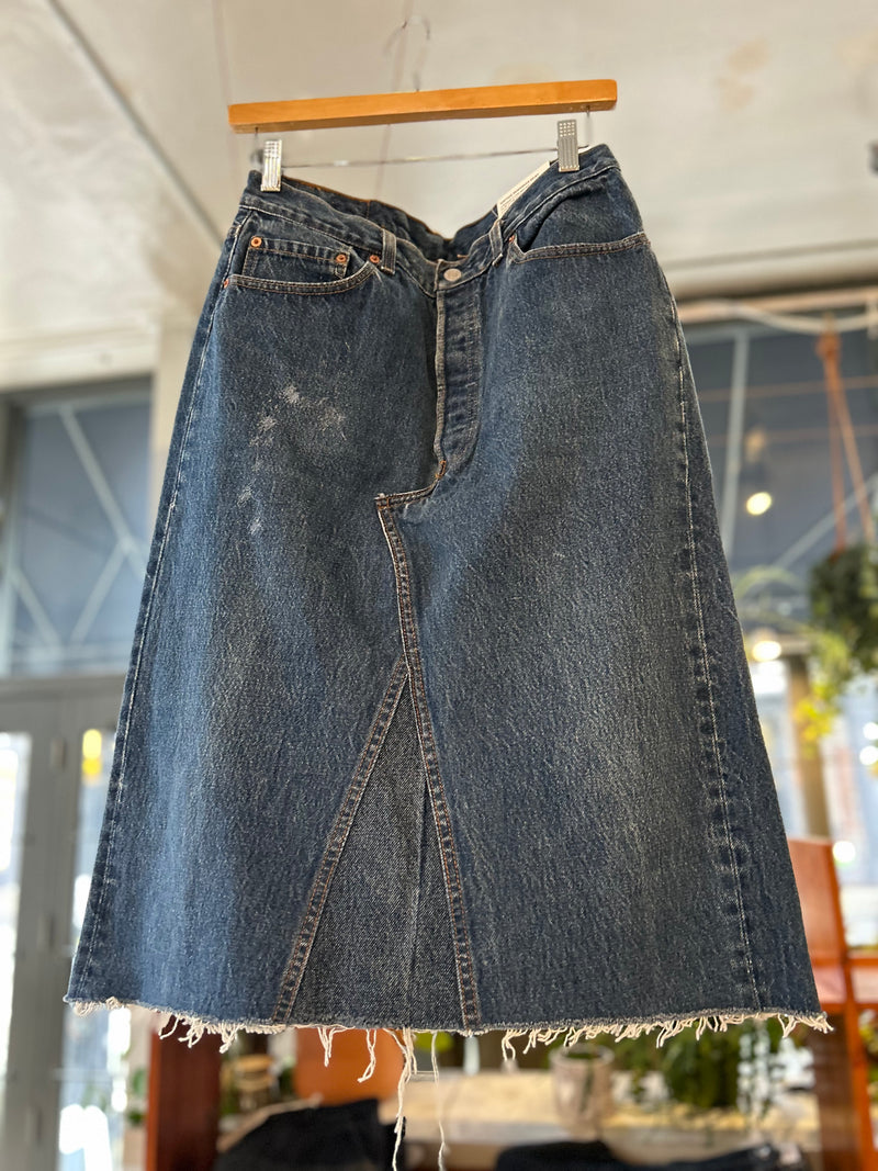 Vintage Reworked Vintage Skirt - Indigo Mix