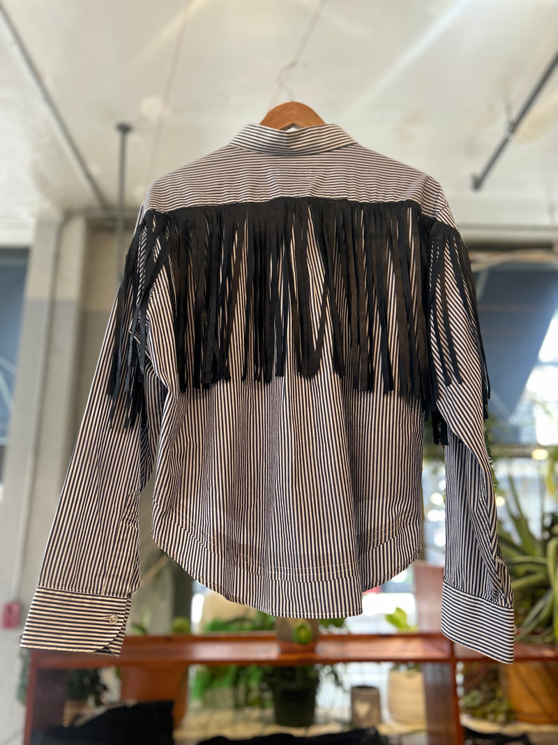 Reworked Leather Fringe Shirt