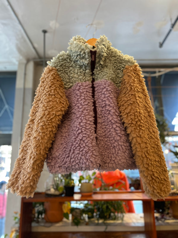 Chunky Block Teddy Jacket - Mint