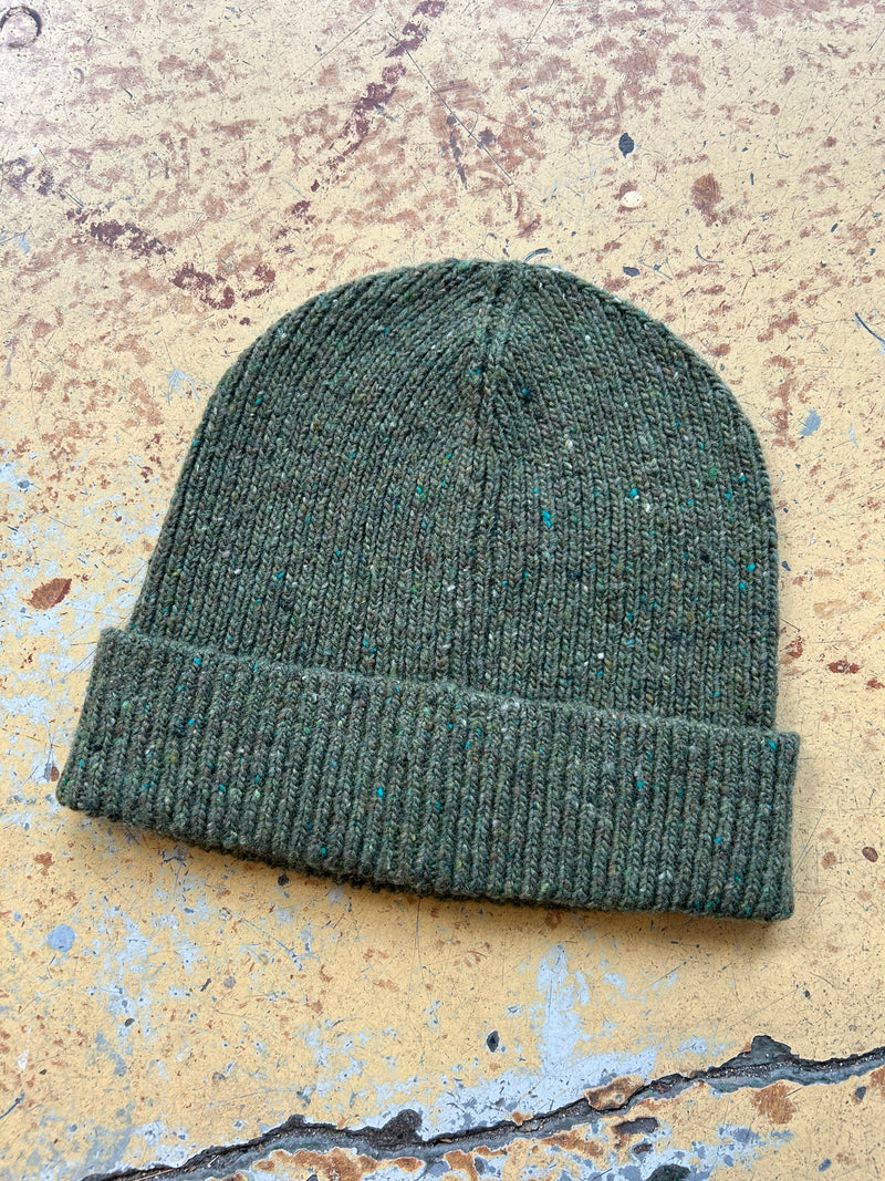 Watch Cap - Green Tweed Knit