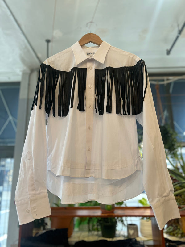 Reworked Leather Fringe Shirt