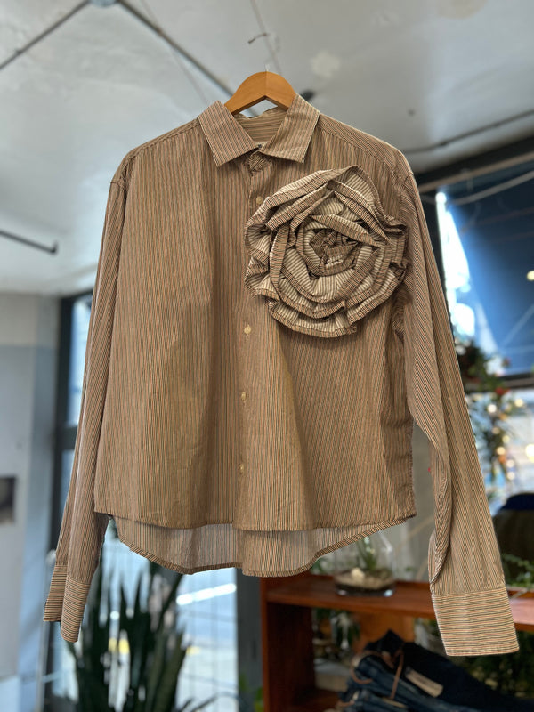 Reworked Rosette Blouse - Striped