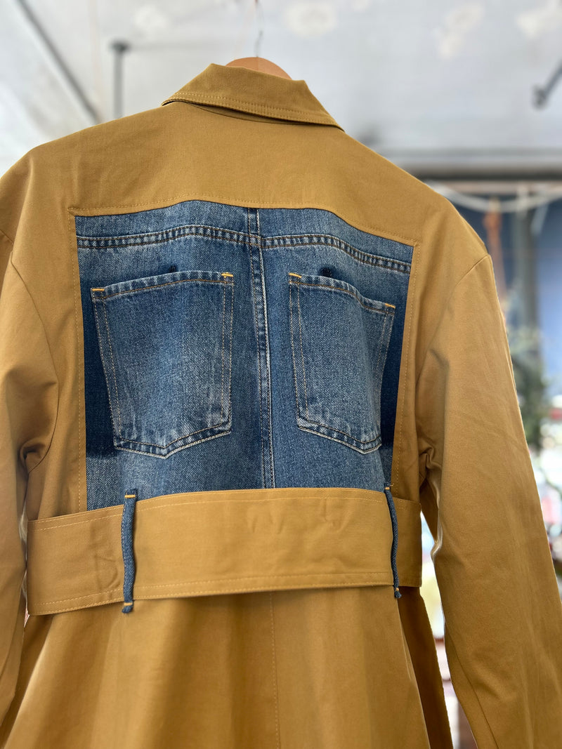 Reworked Trench With Denim Back