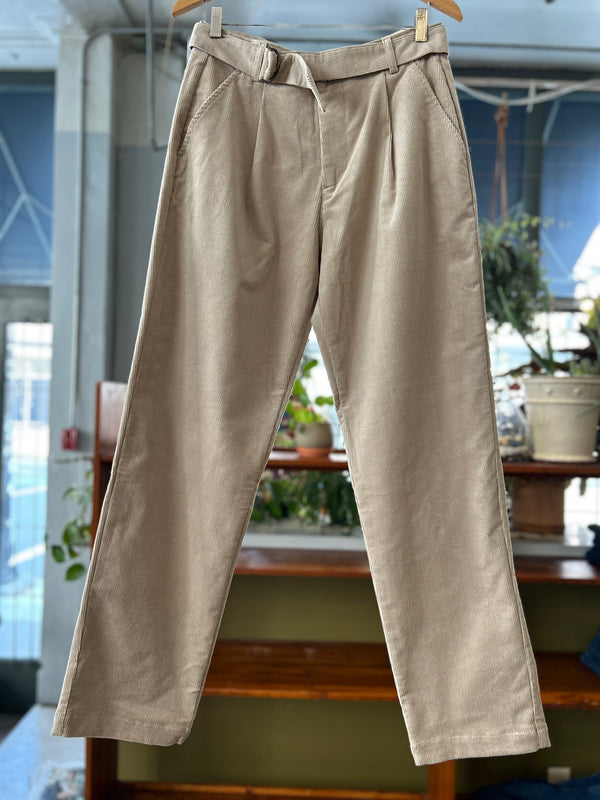 Belted Trousers - Beige Cord