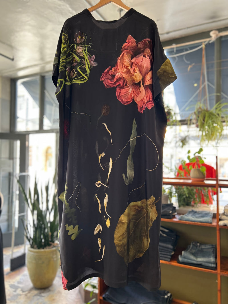 Silk Dress - Dark Floral