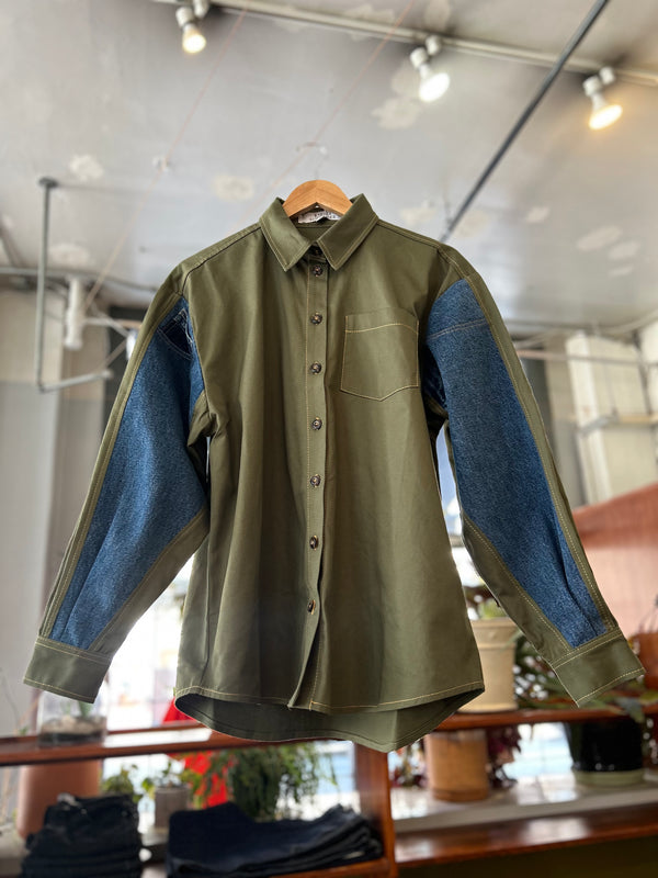 Shirt With Reworked Denim