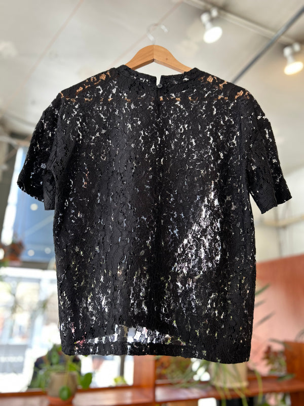 Ada Tee - Black Embroidered Lace