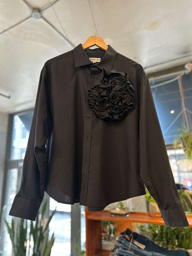 Reworked Rosette Blouse - Black