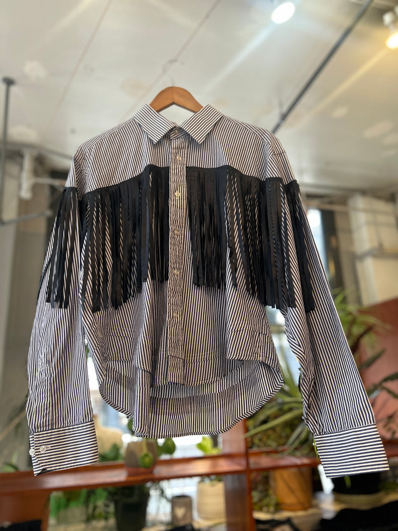 Reworked Leather Fringe Shirt