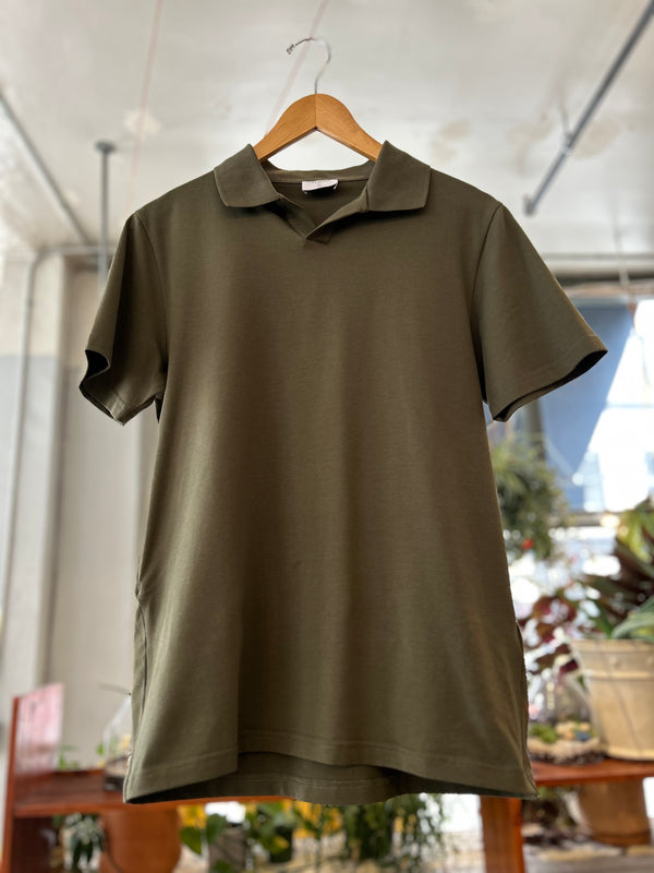 Stretch Cotton Polo Shirt - Dark Olive