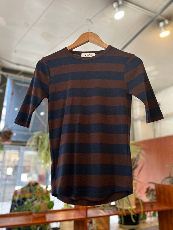 Charlotte Tee - Brown/Navy Stripe