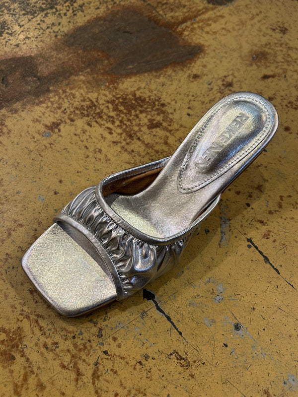 Shirring Mules - Silver