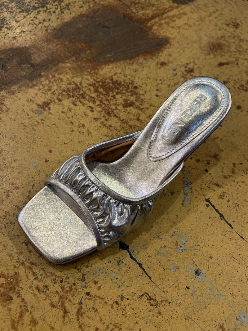 Shirring Mules - Silver