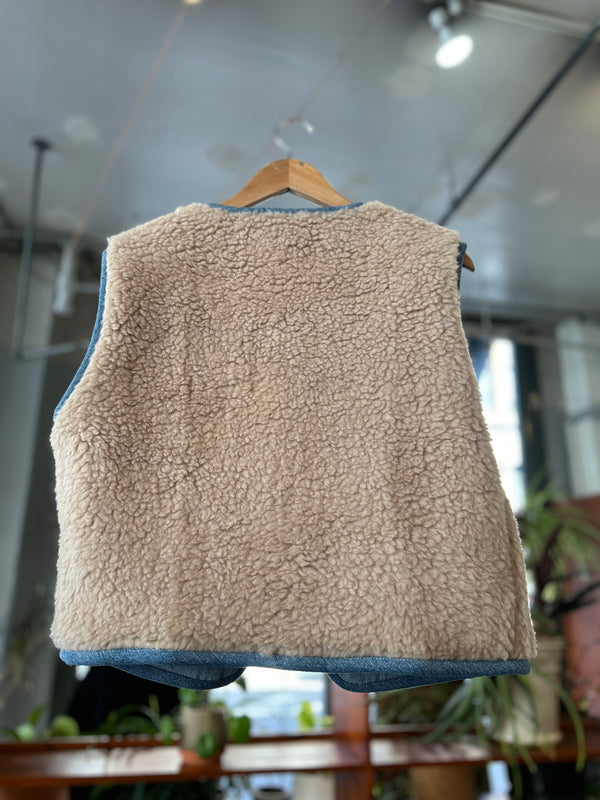 Reversible Reworked Vintage and Sherpa Vest