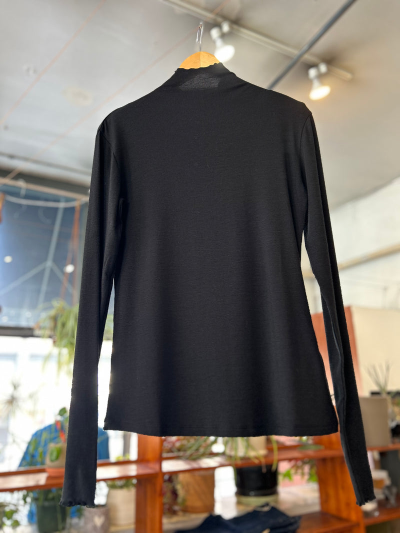 Sheer Wool Mock Neck