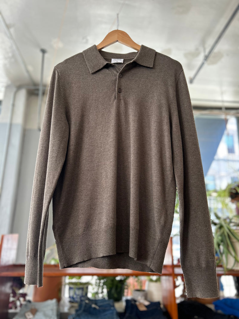 Knitted Polo Shirt - Dark Sage