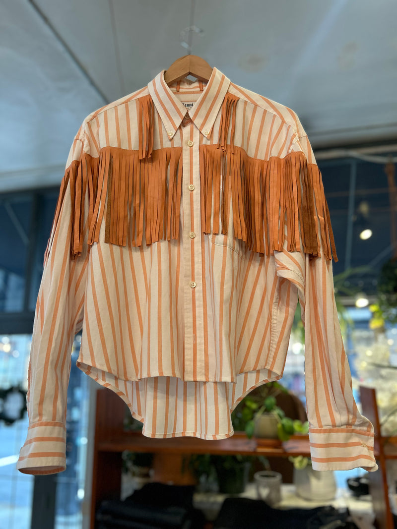 Reworked Leather Fringe Shirt