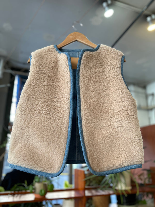 Reversible Reworked Vintage and Sherpa Vest