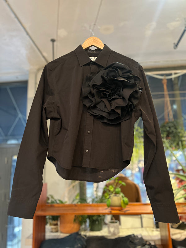 Reworked Vintage Rosette Shirt - Black