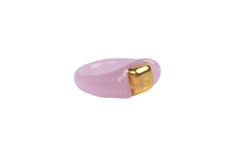 Gilded Signet Ring - Barbie Pink