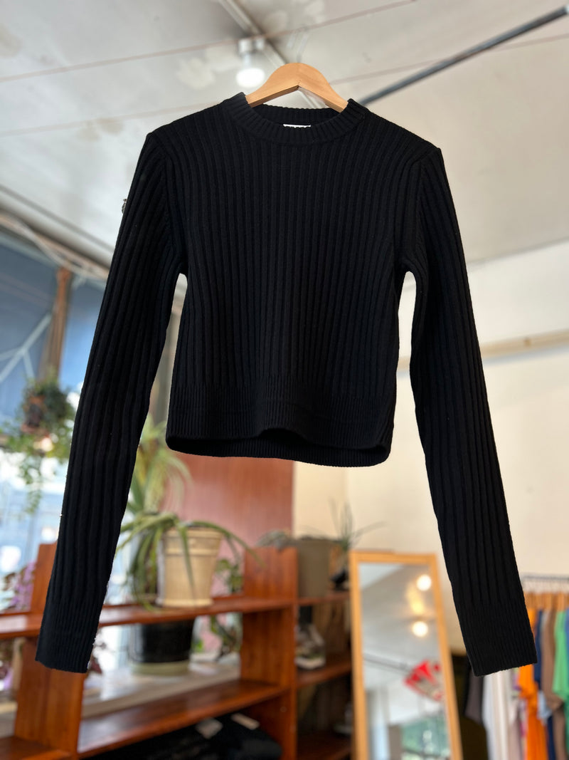 Wool Rib Sweater - Black