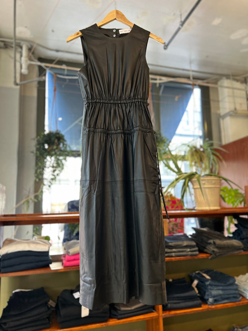 Faux Leather Drawstring Dress