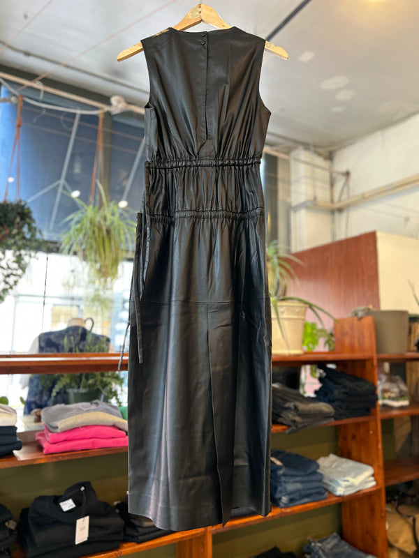 Faux Leather Drawstring Dress