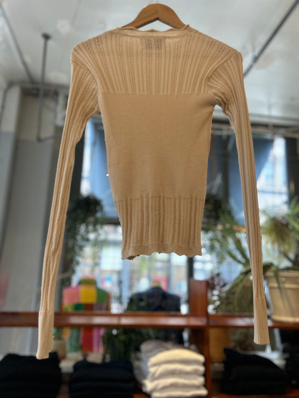 Transparent Block Knit Blouse