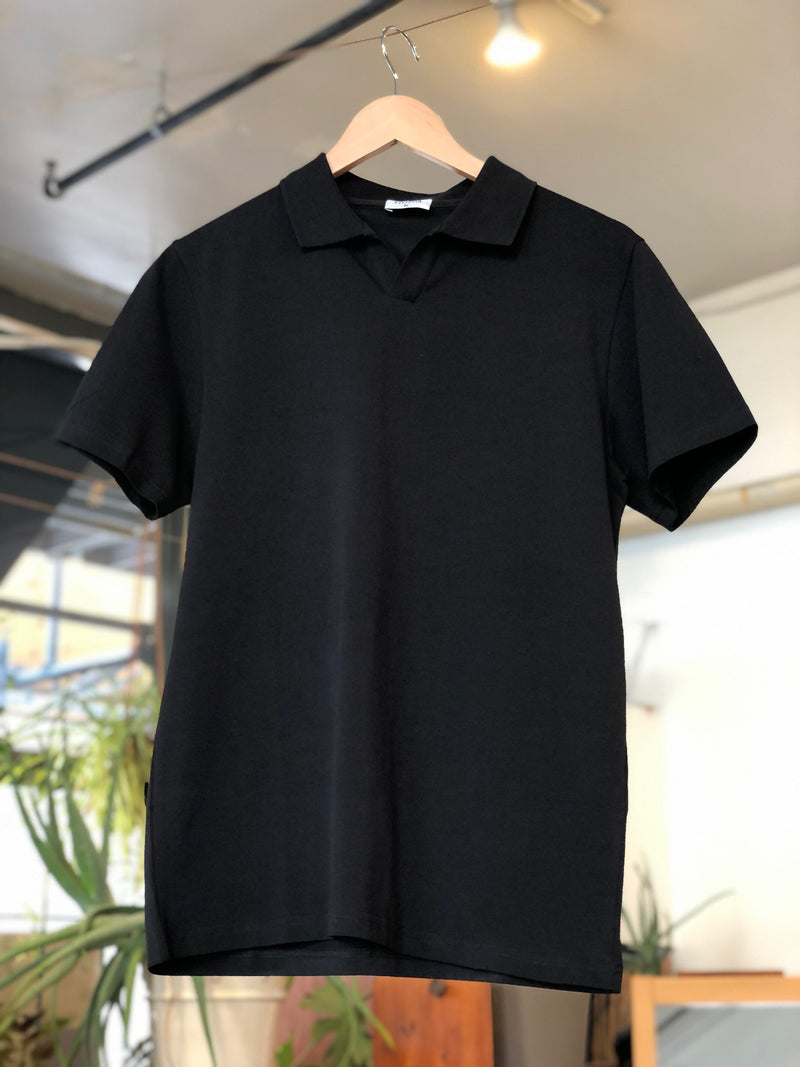 Stretch Cotton Polo Shirt - Black