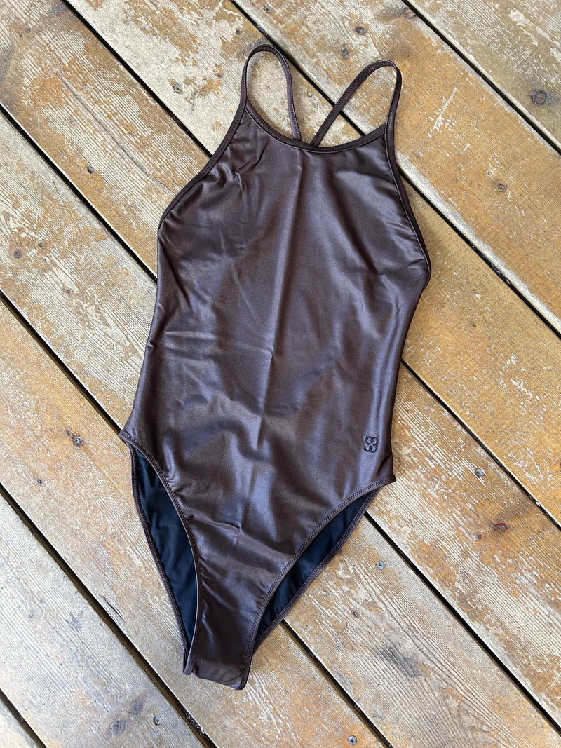 Cross-back Swimsuit - Dark Oak