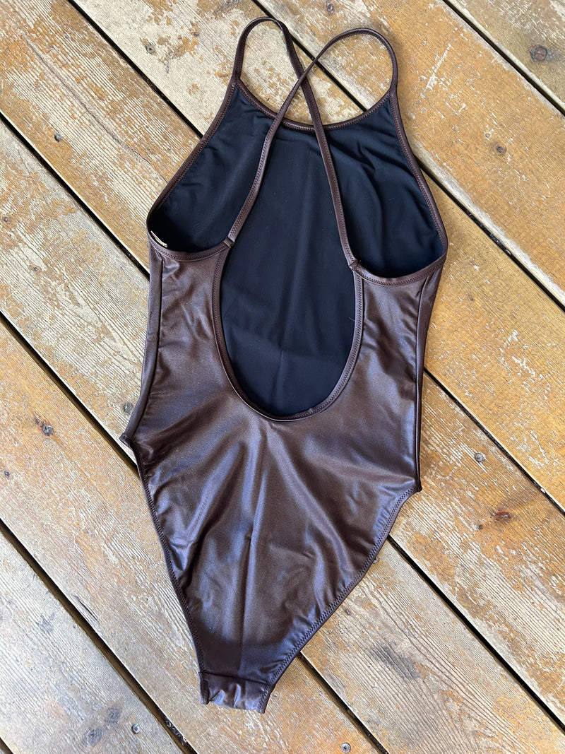 Cross-back Swimsuit - Dark Oak