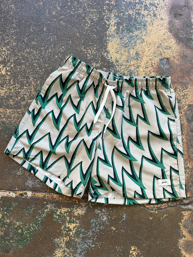 Swim Trunk - Emerald Jagged Frenzy