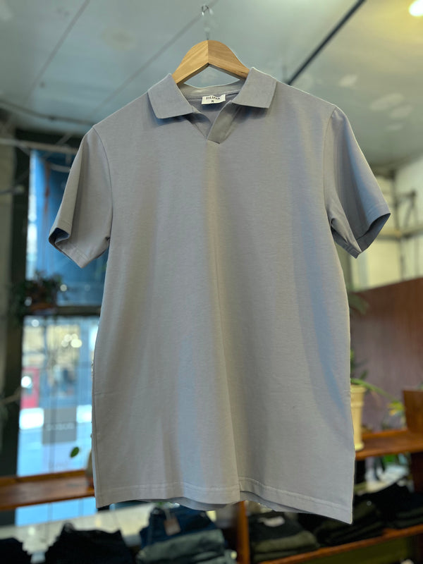 Stretch Cotton Polo Shirt - Faded Blue