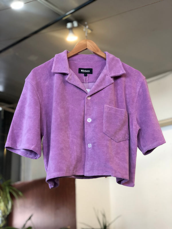 Terry Cropped Bowling Shirt - Lavender