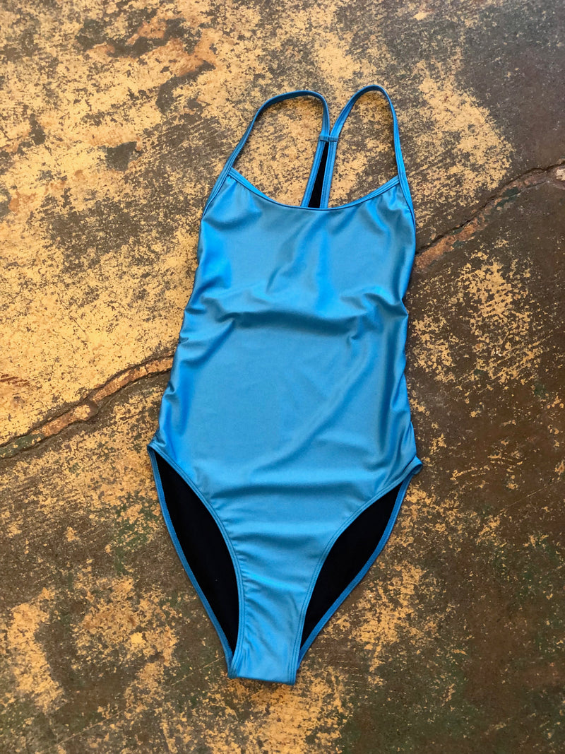 Strappy Swimsuit - Shiny Blue