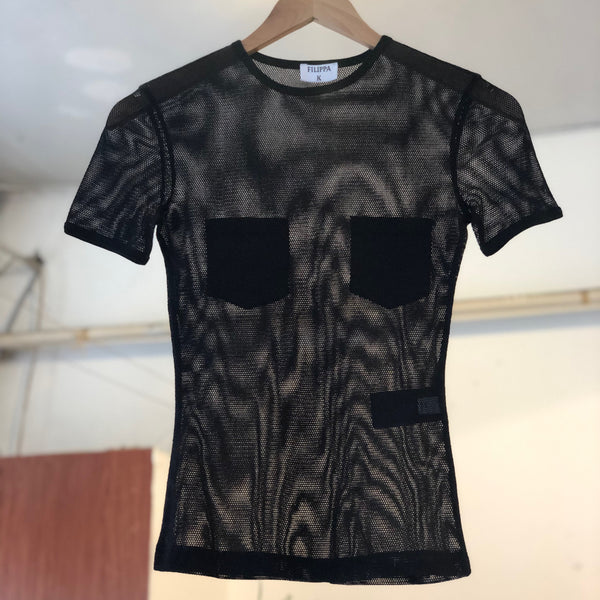 Buy Trixie black mesh shirt top for Women Online in India