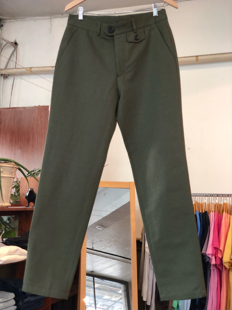 Fishtail Trousers - Green Cotton